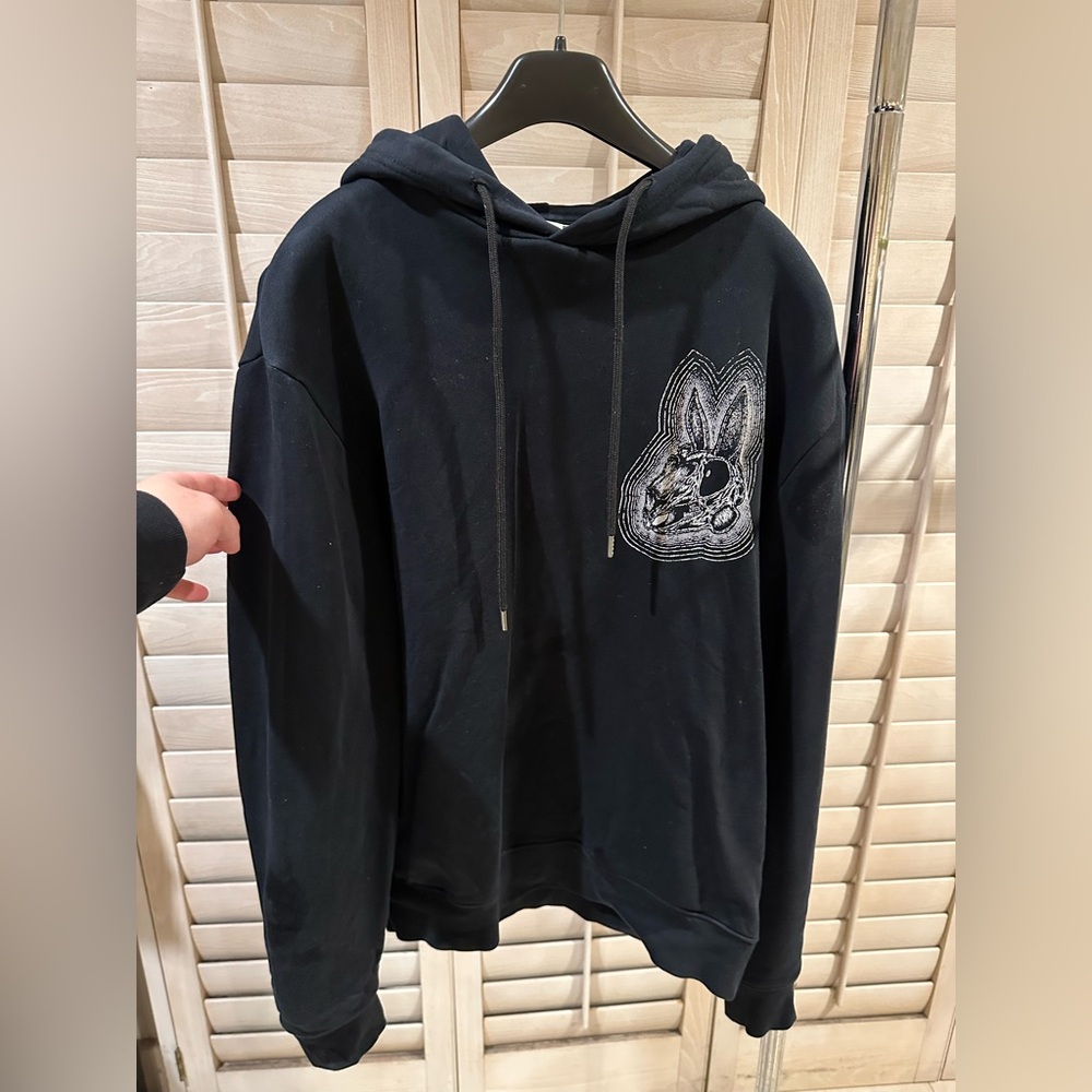 Alexander McQueen Black Hoodie with Rabbit Skull Print